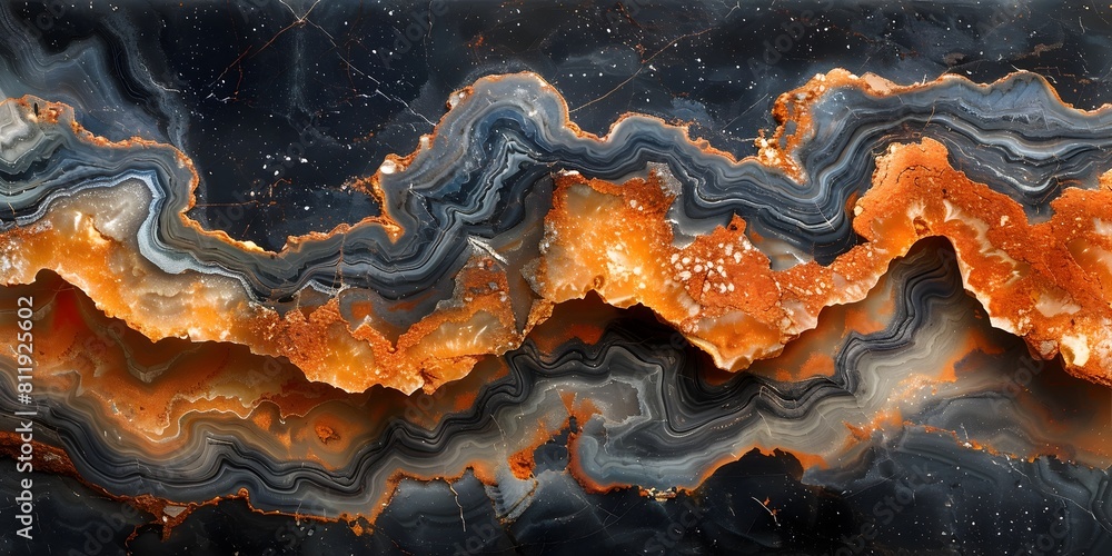 Aufkleber captivating marble-inspired abstract landscape with swirling cosmic patterns and fiery molten textur