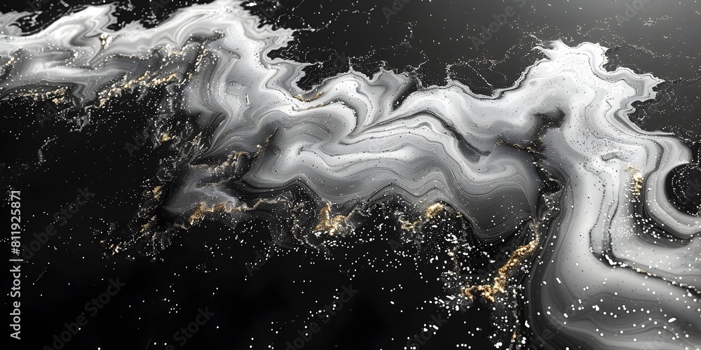 Aufkleber Mesmerizing Marble Flow:Captivating Black and White Swirl Backdrop for Luxury Branding and Creative Design Projects