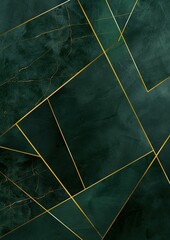 Design a visually striking and simple composition with gold lines on a dark green background, adding a touch of modernity and sophistication to the overall presentation