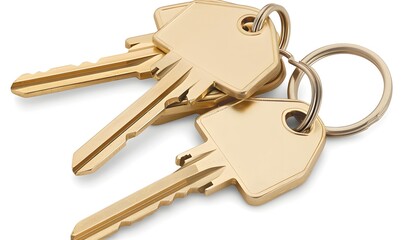 A bunch of keys on a white background