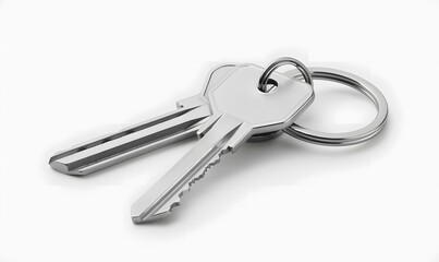 A bunch of keys on a white background