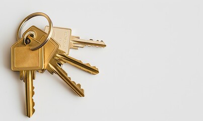 A bunch of keys on a white background
