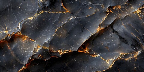 Fototapeta premium Black marble effect with golden veins and cracks forming an abstract and dramatic textured background ideal for luxury and premium design