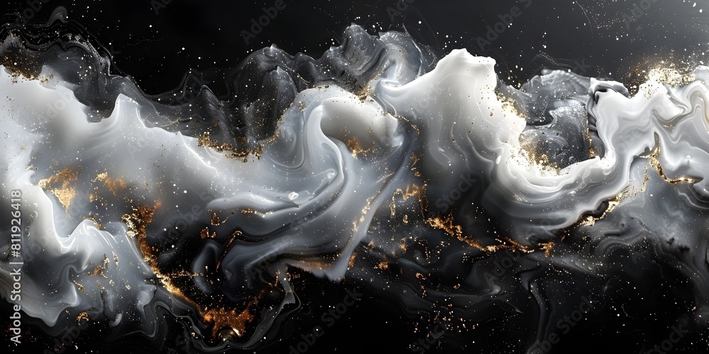Poster mesmerizing monochrome marble cosmos - captivating abstract fluid texture digital art background