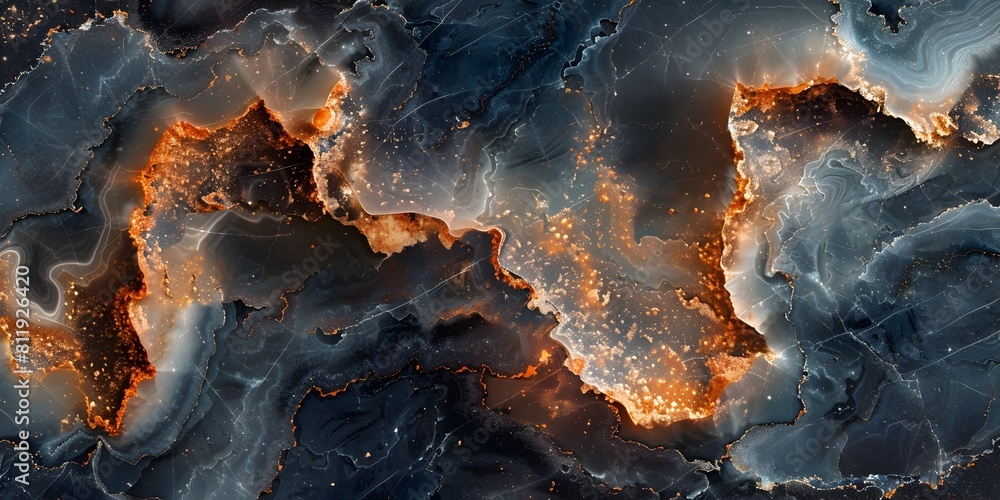Leinwandbilder dynamic and captivating fiery black marble texture background with swirling lava-like patterns and i