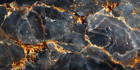 Fototapeta premium Exquisite Black Marble Backdrop with Veined Gold Accents and Dimensional Textures