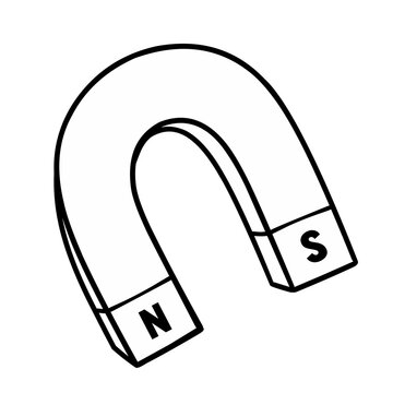recommend clip art: Line art horseshoe magnet isolated on white
