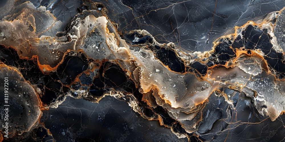 Aufkleber Black marble texture with dramatic swirling patterns and intricate geological formations,an elegant and premium natural background for luxury