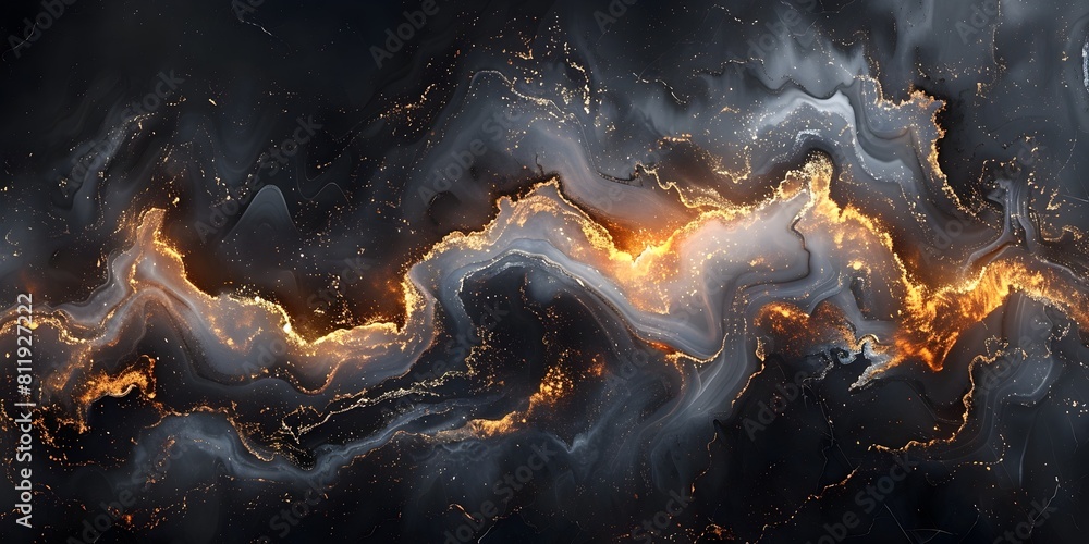 Aufkleber Mesmerizing Fiery Marble Eruption:Explosive Digital Art Showcasing Dynamic Fluid Textures and Captivating Ethereal Glowing Patterns