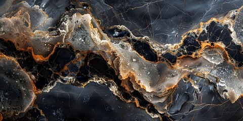Black marble texture with dramatic swirling patterns and intricate geological formations,an elegant and premium natural background for luxury