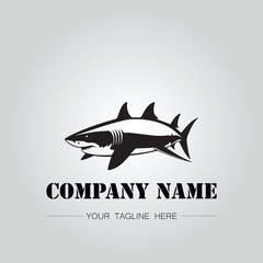 Shark silhouette illustration design for company logo vector image on the white background	
