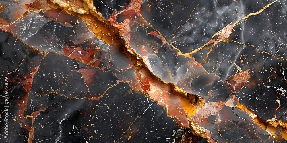 Poster striking black marble textured background with intricate veining and fractal patterns for luxury,mod