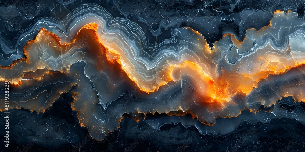 Aufkleber fiery marble eruption:dramatic abstract swirling textures and patterns in shades of black and vibran