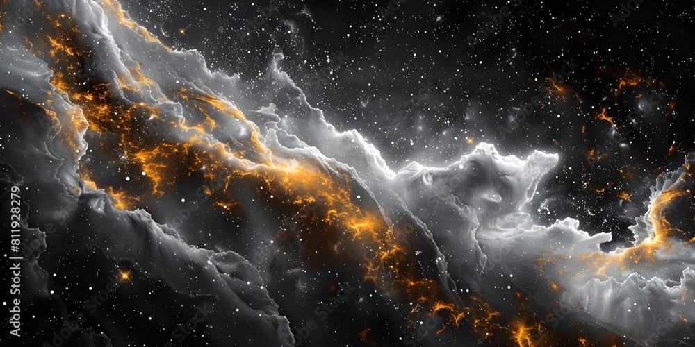 Poster mesmerizing cosmic explosion:a captivating fractal nebula bursting with otherworldly energy and lumi