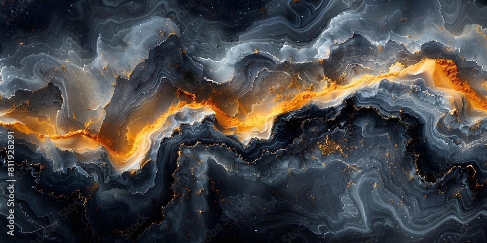 Poster Fiery Swirling Marble Texture Abstract Background with Dramatic Monochromatic Colors and Fluid Patterns