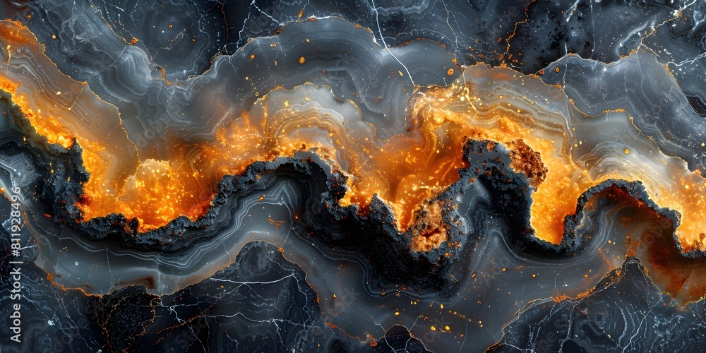 Poster Black and orange marble abstract background with dynamic swirling patterns,captivating natural textures,and a premium,sophisticated appearance