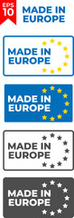 Made in European Union labels, badges and stickers