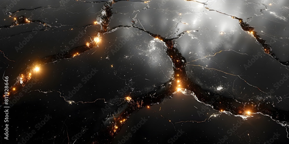 Aufkleber dramatic black marble texture with intricate fractal patterns and contrasting lighting highlights