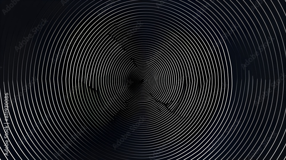 Poster mesmerizing spiral tunnel optical illusion in minimal black and white abstract pattern design