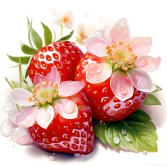 Photo of Lush Strawberry Fantasy, Isolated on white background