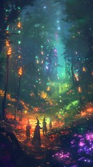 Enchanted Woodland Adventure in a Glowing Fantastical Forest Landscape