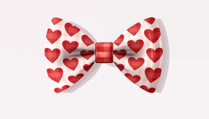 red bow tie with heart pattern