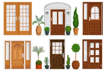 Home door elements set for separate open and close. Generative Ai