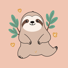 Cute Sloth for kids vector illustration