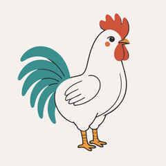 Cute Rooster for toddlers' learning books vector illustration