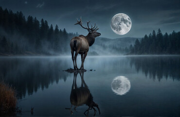 landscape with moon