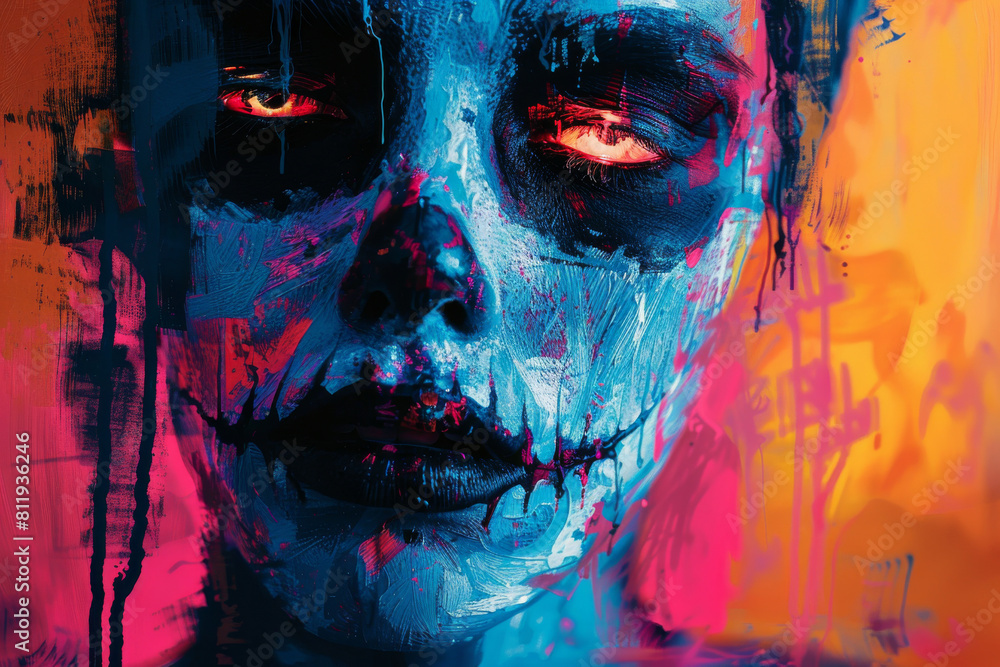 Aufkleber abstract punk zombie graffiti artwork created in a modern and contemporary style using generative ai