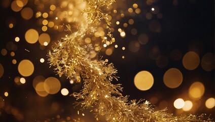 Radiant Gold Smoke, Abstract background adorned with shimmering glitter particles.