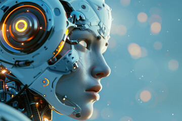 Obraz premium Profile of a Woman cyborg , AI generated