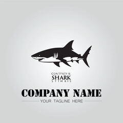 Shark silhouette illustration design for company logo vector image on the white background