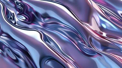 Sleek and shiny metallic textures with reflections, giving a luxurious,Metallic abstract wavy liquid background,A shiny silver surface with a wavy pattern