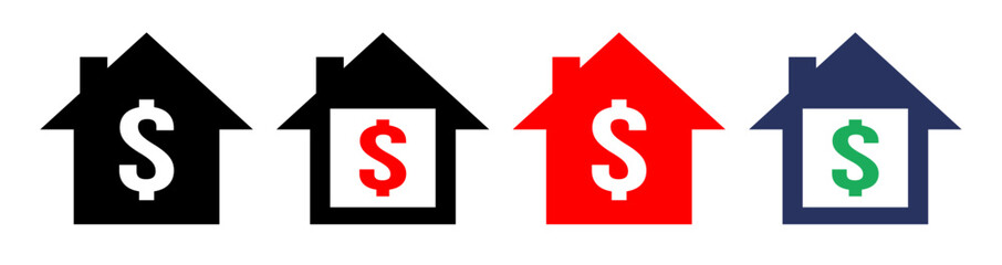 House price sale icons set design vector. Real estate agent market property economic investment.