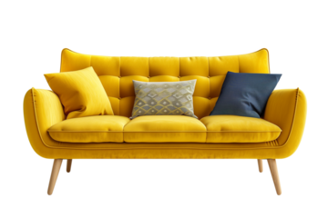 yellow modern sofa furniture on transparent background