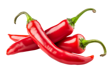 Red hot chili pepper isolated on  transparent background