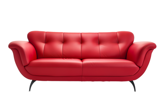 red modern sofa furniture on transparent background