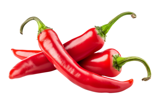 Red hot chili pepper isolated on  transparent background
