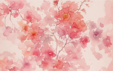 Splash And Pink Flower Watercolor Background	