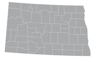 Map of the US states with districts. Map of the U.S. state of North Dakota