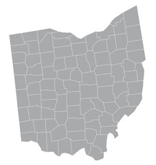 Map of the US states with districts. Map of the U.S. state of Ohio