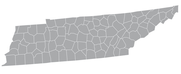 Map of the US states with districts. Map of the U.S. state of Tennessee