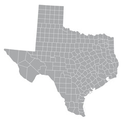 Map of the US states with districts. Map of the U.S. state of Texas