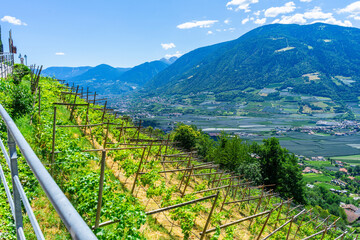 Sigths from Dorf Tyrol in South Tyrol Italy on Meran and other Landscapes.