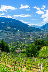 Sigths from Dorf Tyrol in South Tyrol Italy on Meran and other Landscapes.