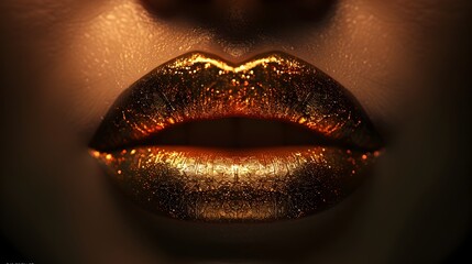 Provocative Bronze Lips A HighContrast Digital Render of Bold Beauty