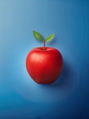 Obraz premium red apple on blue background