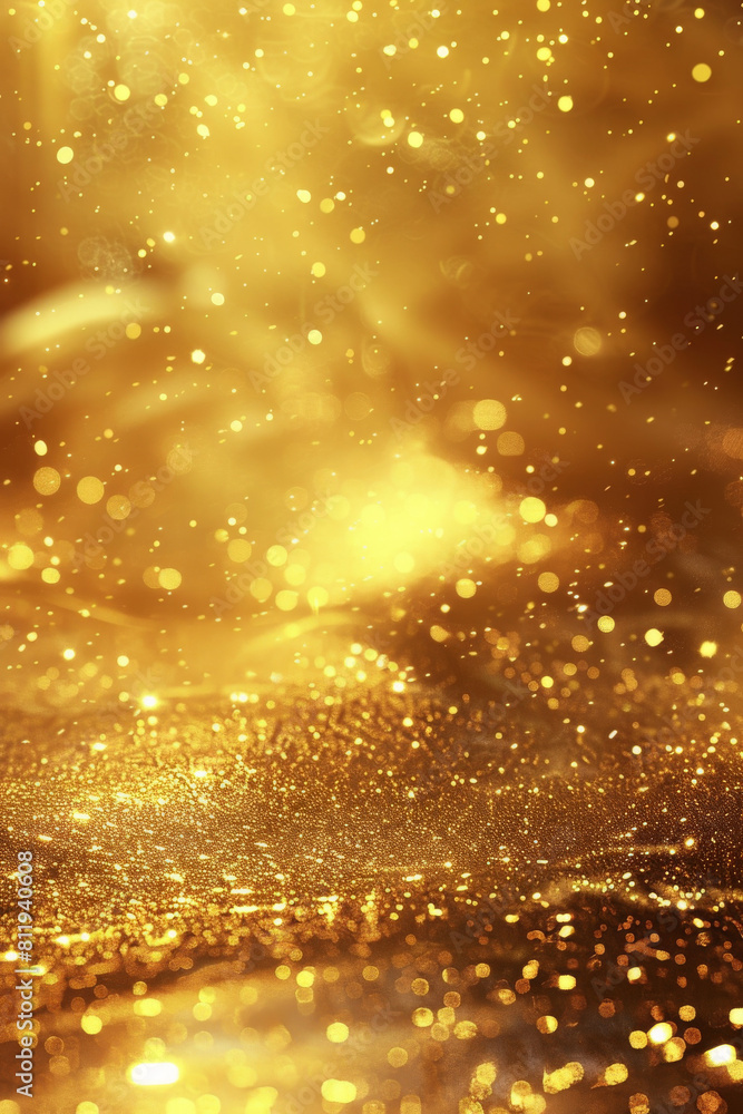 Poster luxurious product display against a shimmering gold backdrop, creating a captivating and magical amb